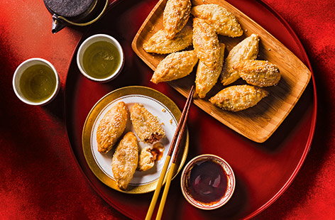Image of "Spicy hoisin chicken baked dumplings"