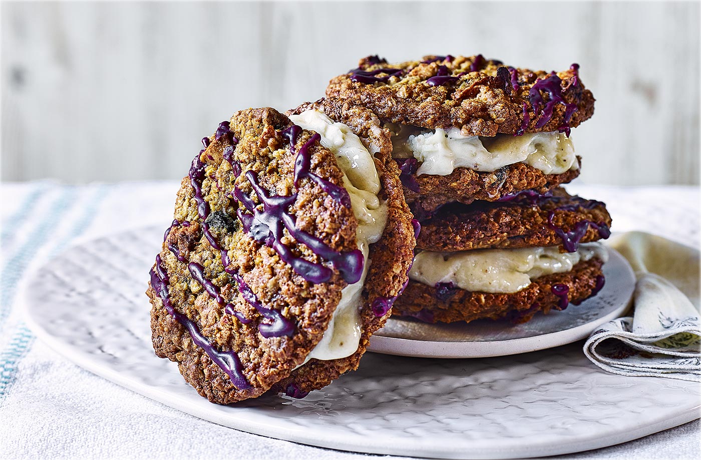 Fruity banana ice cream sandwiches