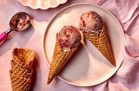 Image of "Chocolate and raspberry ripple ice cream"