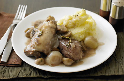 Image of "Chicken casserole with roast garlic mash"