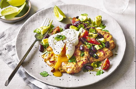 Image of "Baked sweetcorn fritters with Mexican-style salad"