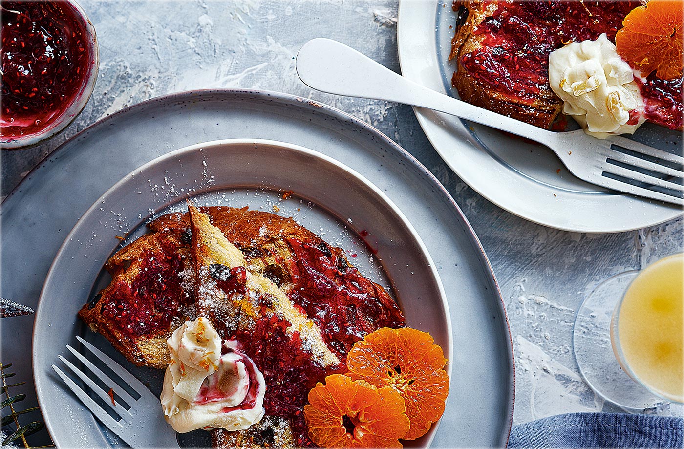 Panettone toast with sticky ginger mascarpone