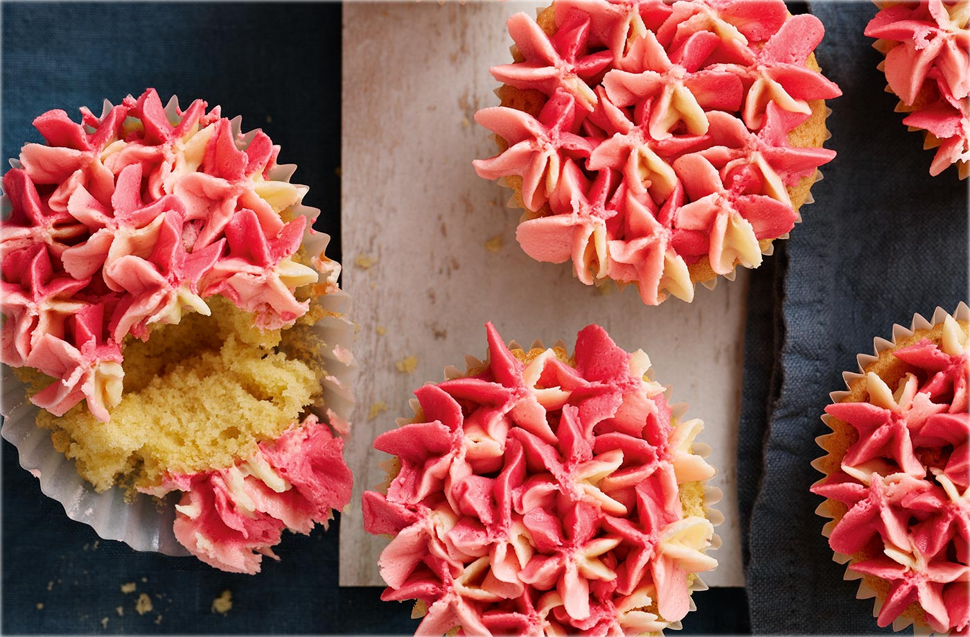 Pink ombre petal cupcakes
