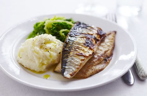 Image of "Grilled mackerel with horseradish mash"