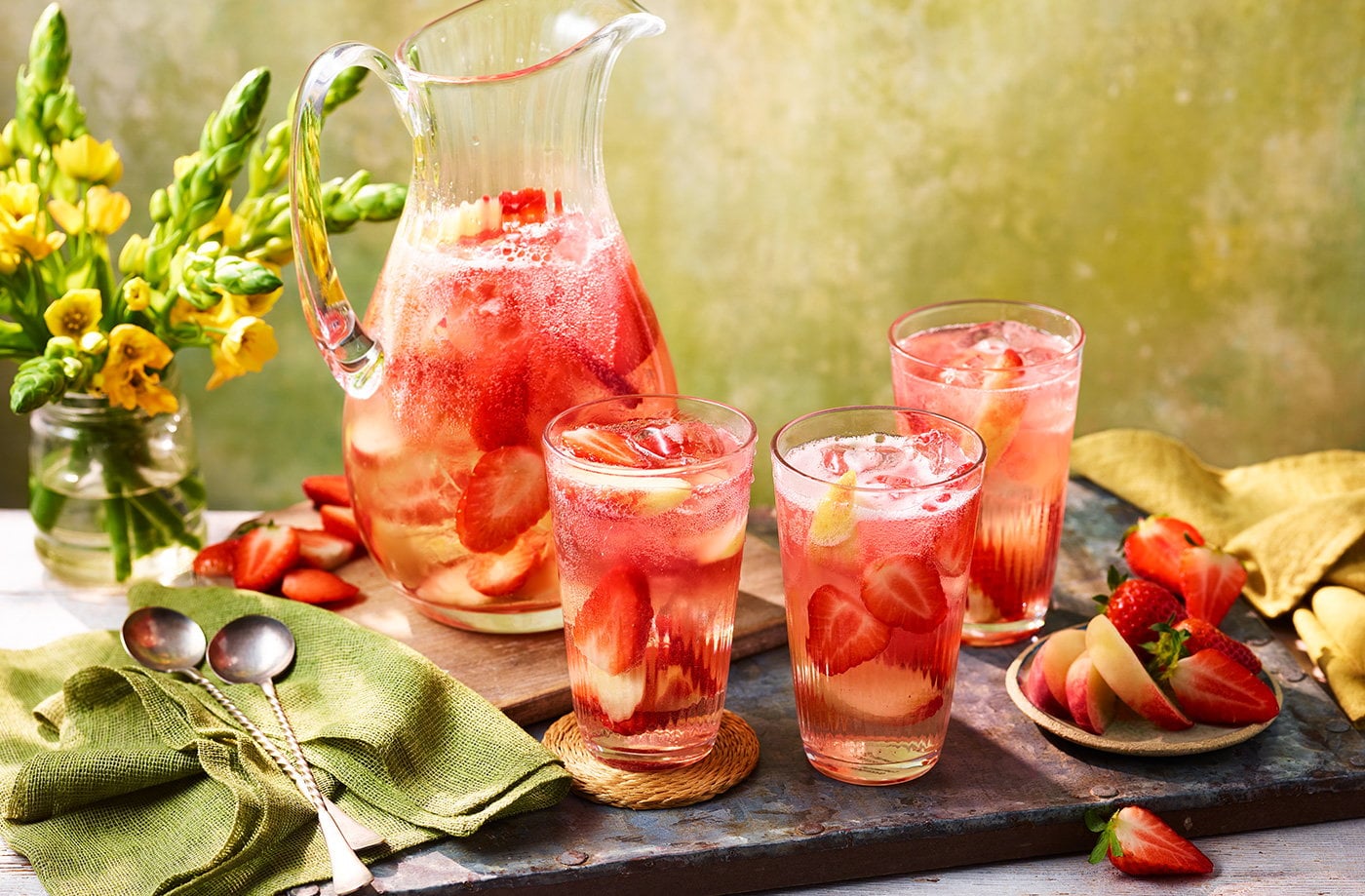 Peach and strawberry sangria
