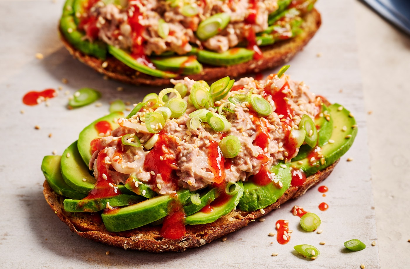 Spicy tuna open sarnies