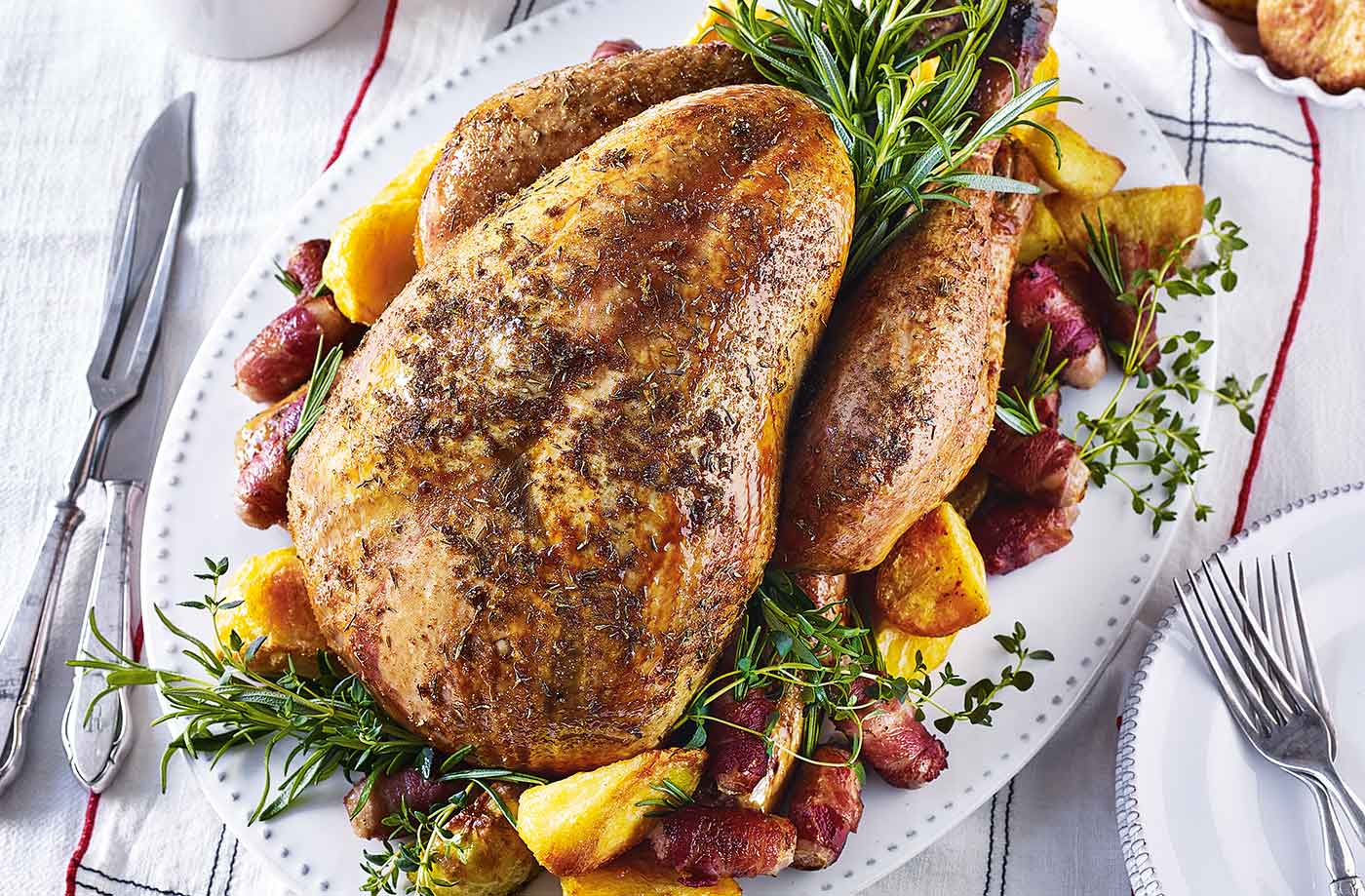 Roast turkey with orange and thyme rub