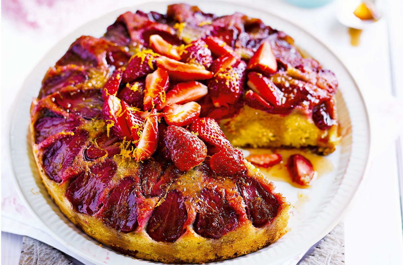 Strawberry upside-down cake