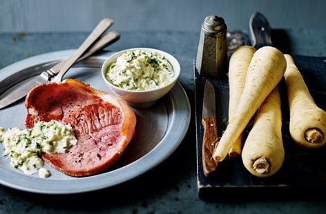 Image of "Parsnip and apple remoulade with gammon steaks"