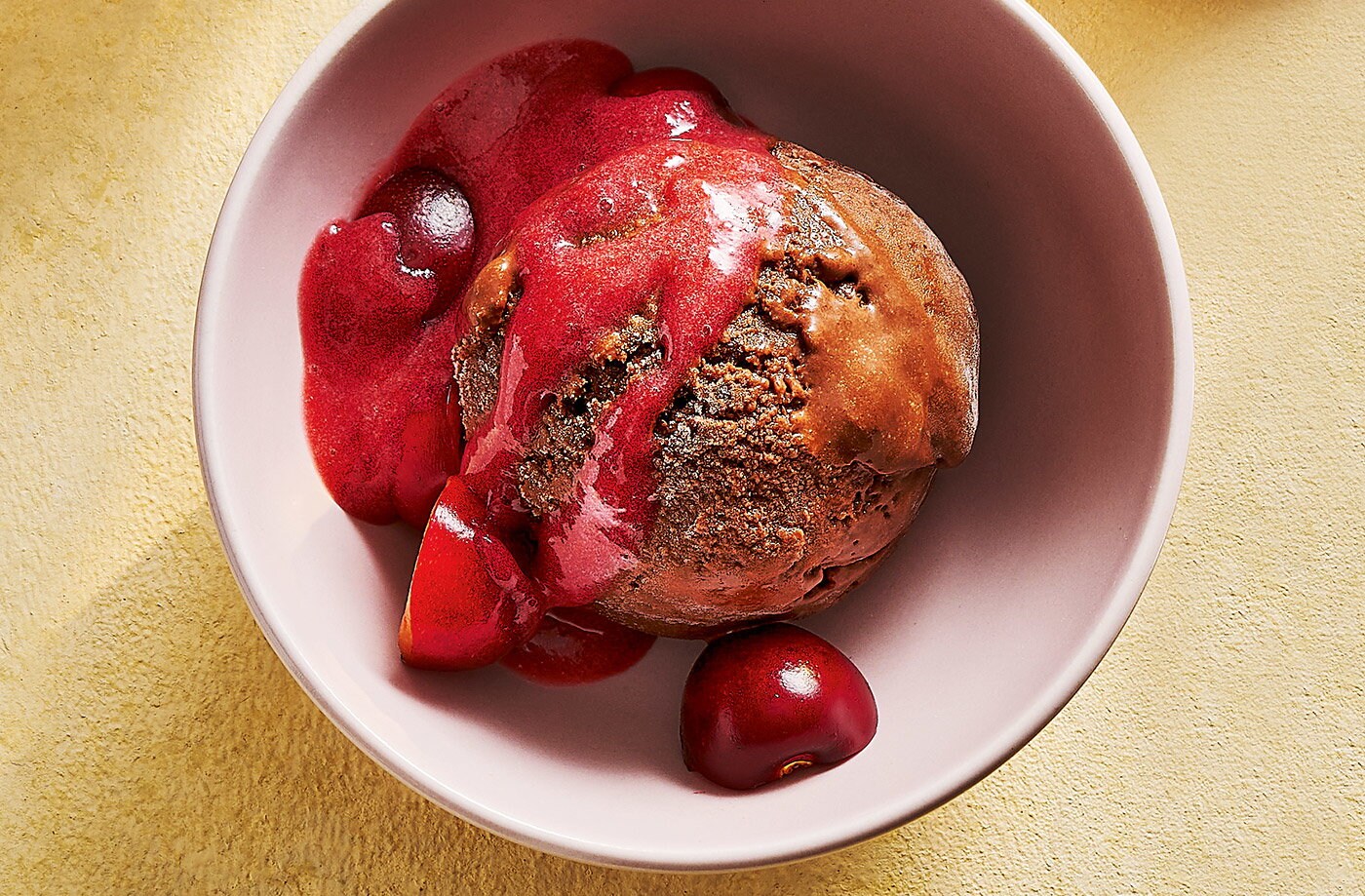 Creamy dark chocolate sorbet