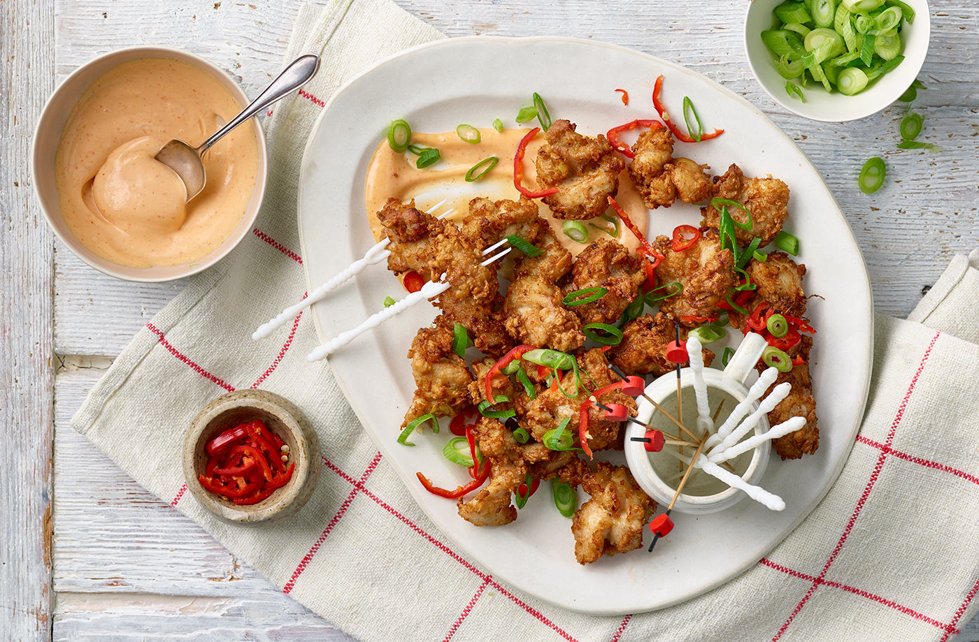Fried miso chicken with sriracha mayo