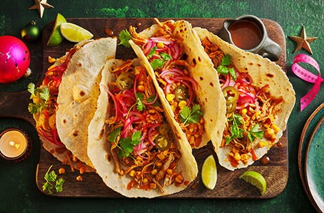 Image of "Cheat’s birria-style turkey tacos"