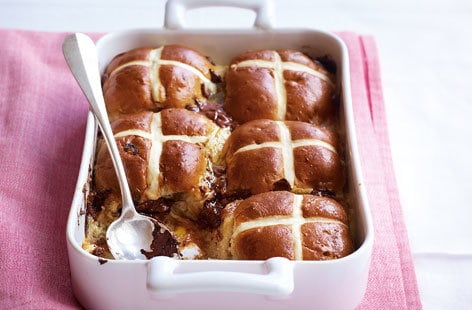 Image of "Hot cross bread and butter pudding "