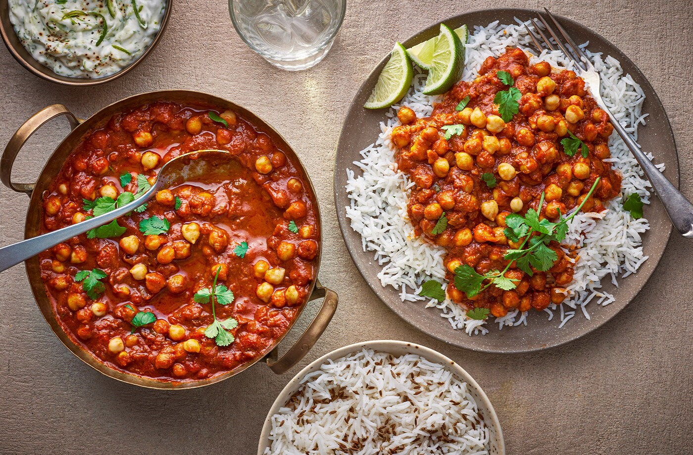 Chana masala curry with rice