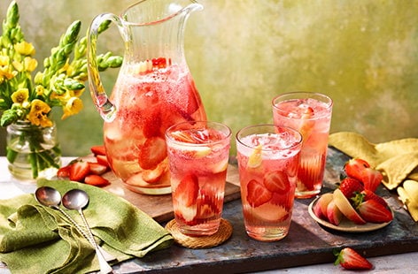 Image of "Peach and strawberry sangria"