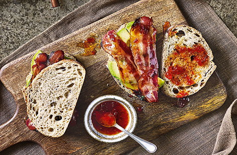 Image of "Caramelised bacon and chilli jam sarnies"