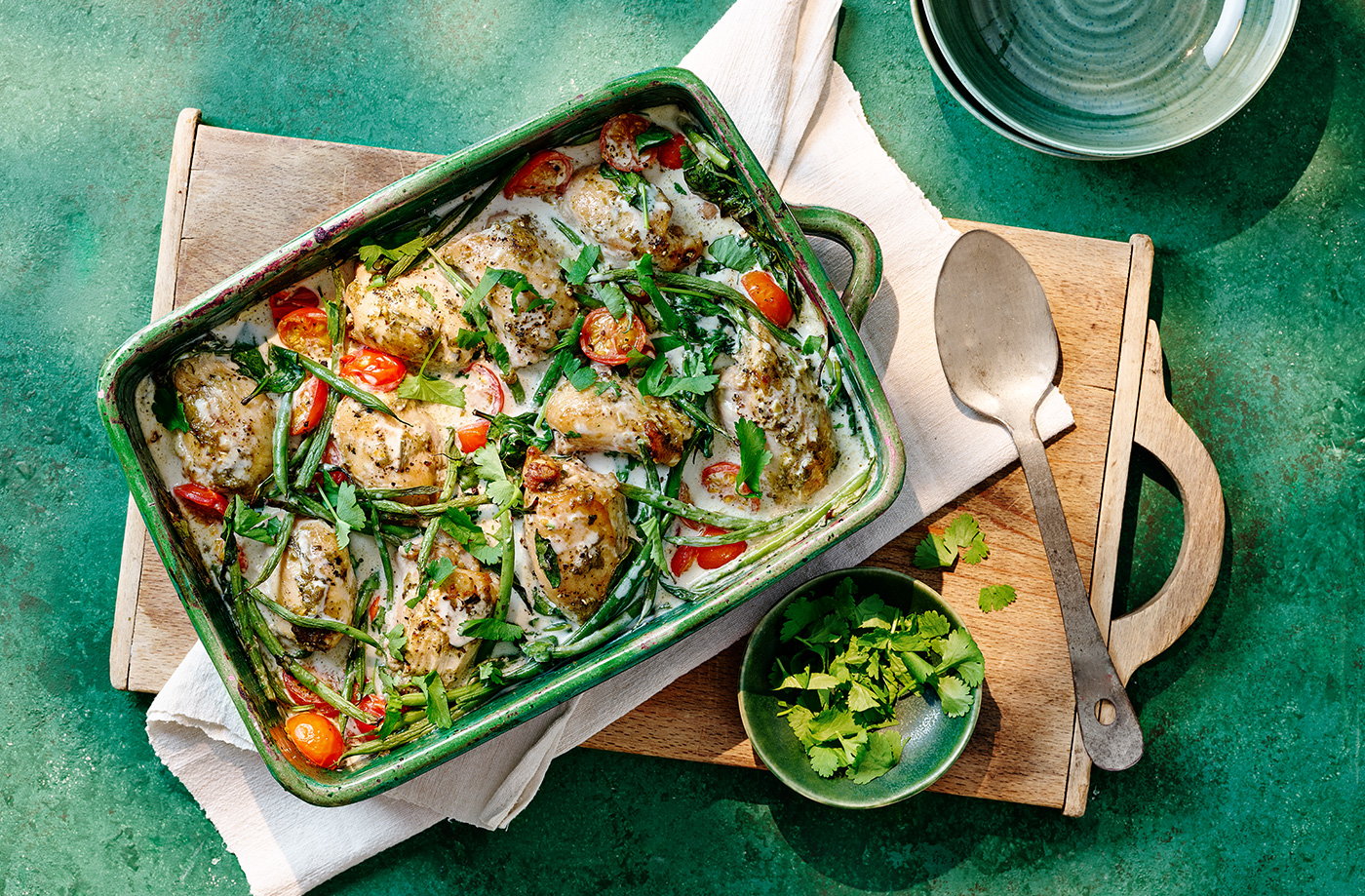 Thai green curry roasted chicken thighs