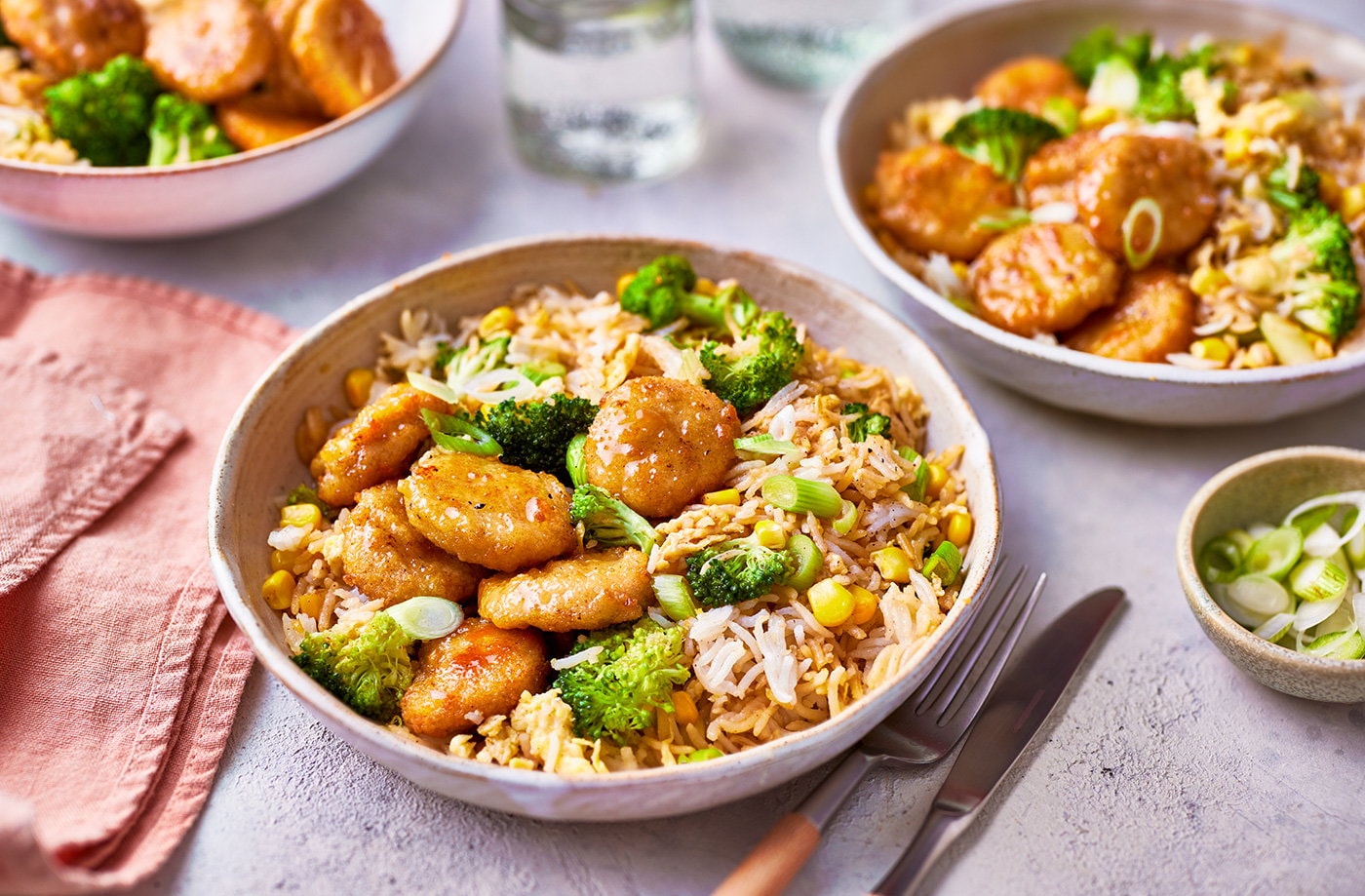Honey-glazed chicken nuggets