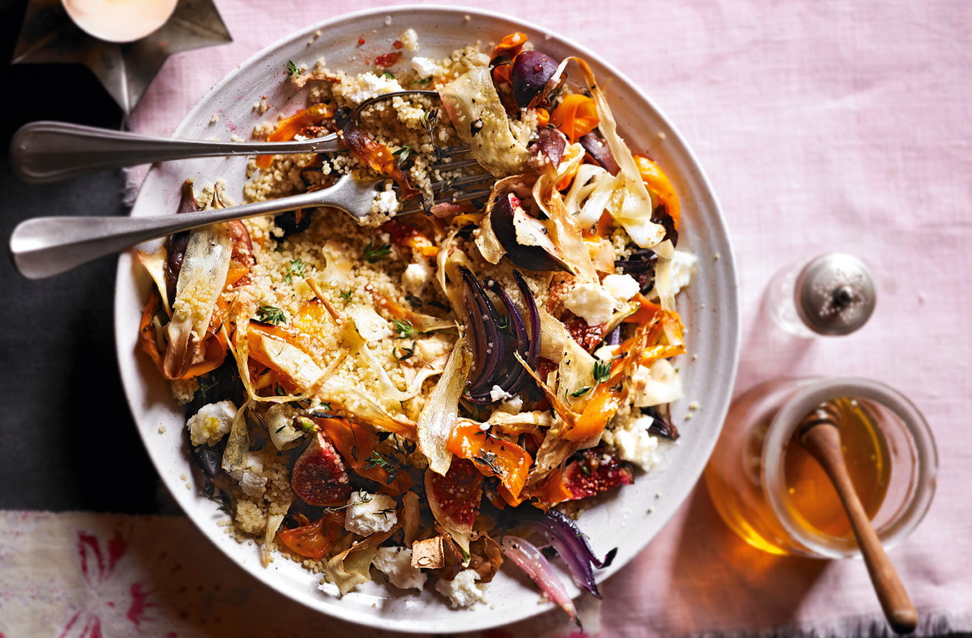 Couscous salad with roasted figs and goat's cheese