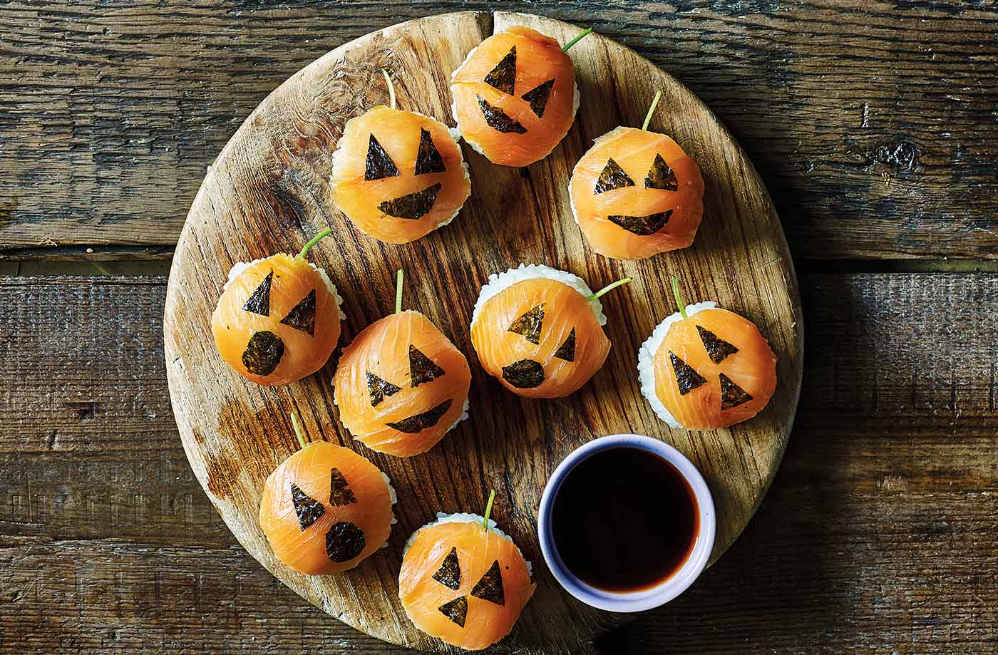 Pumpkin sushi rice balls