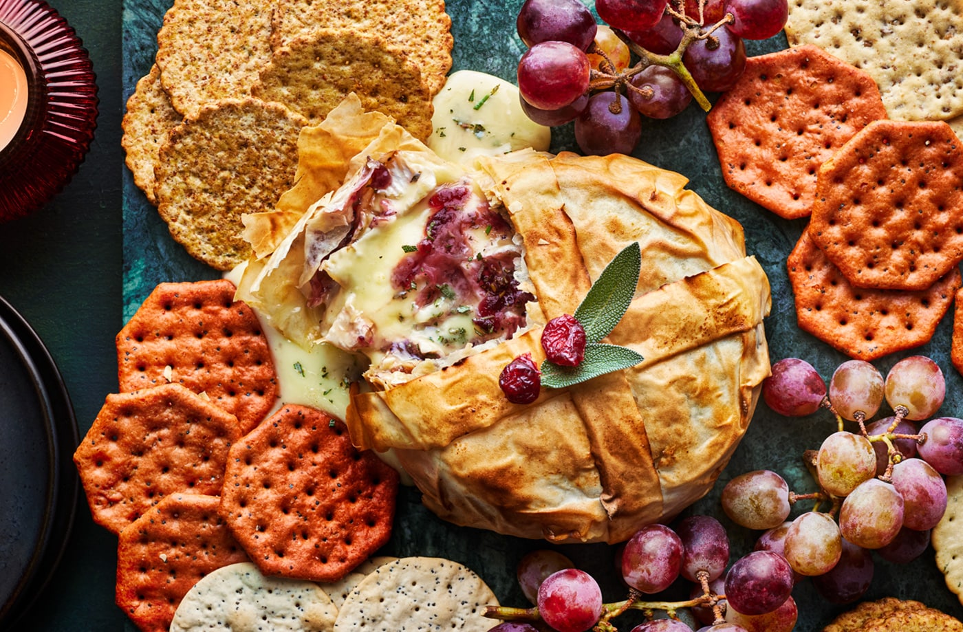 Cranberry camembert filo parcel