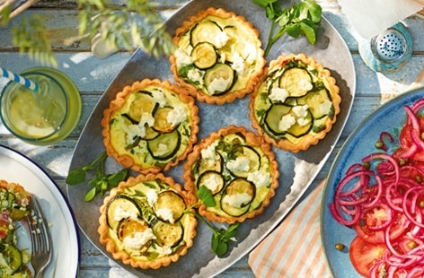 Image of "Watercress, courgette and ham quiches"
