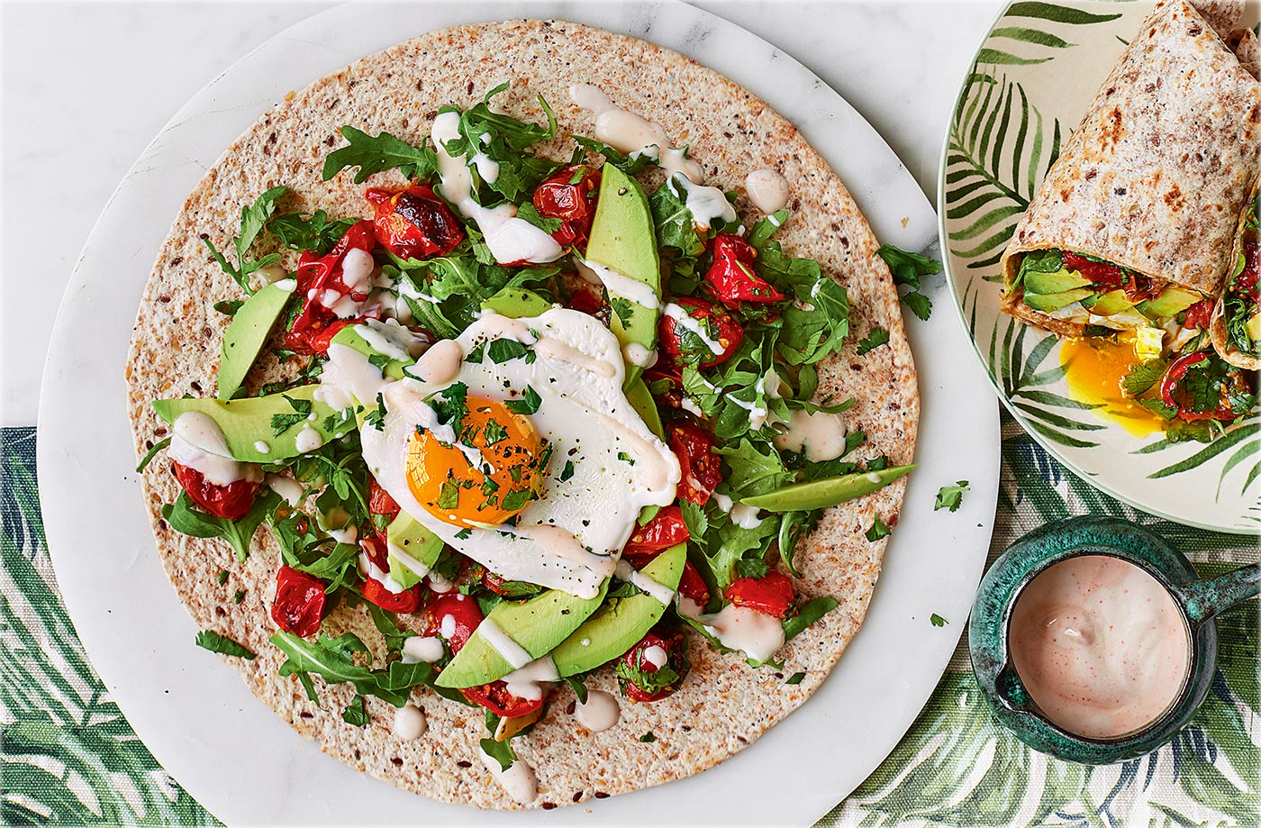 Avocado and egg breakfast burrito
