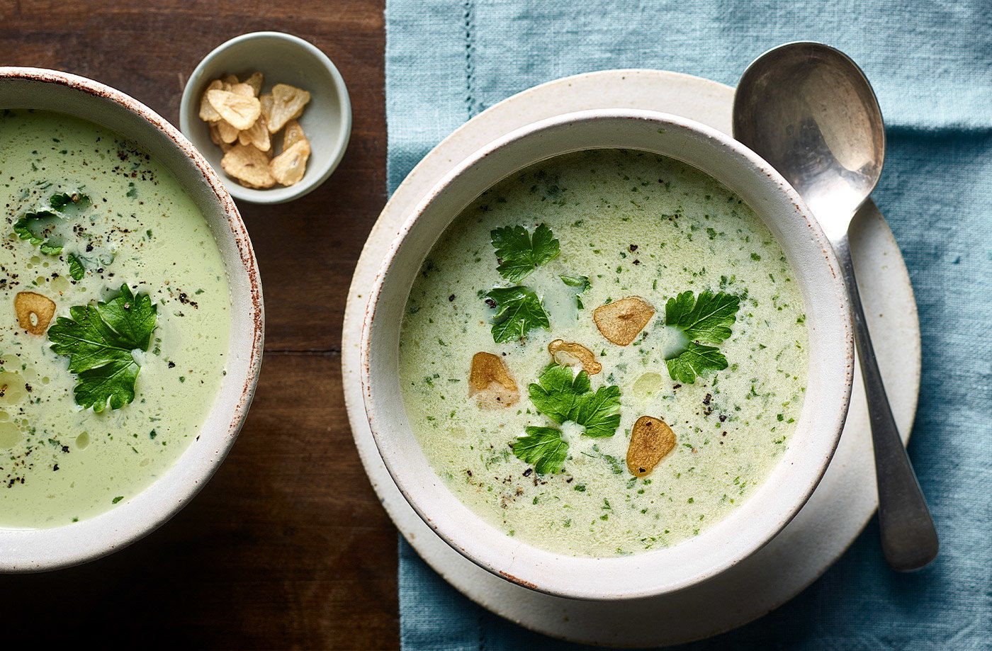 Garlic soup with homemade stock