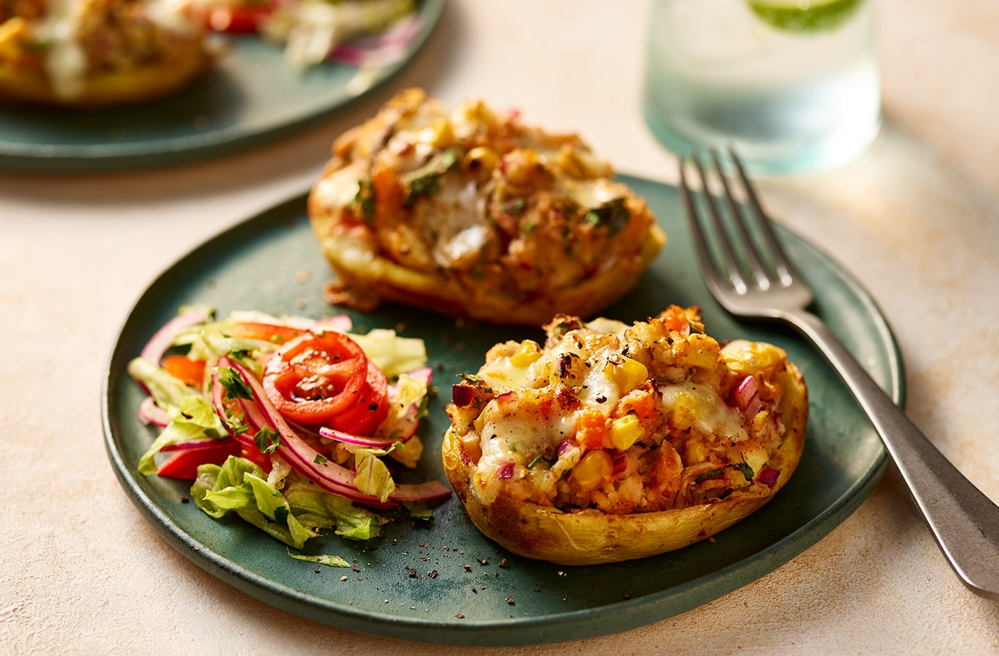Mackerel-stuffed potato skins