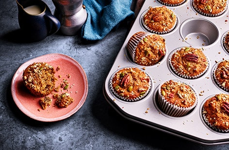 Maple, banana and pecan breakfast muffins