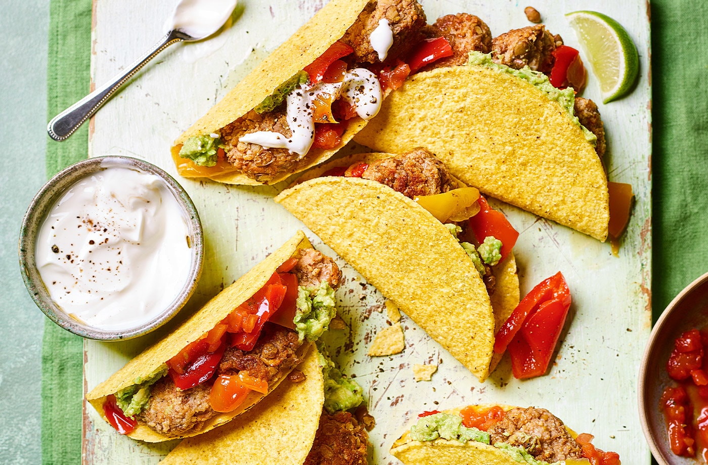 Chicken and lentil meatball tacos