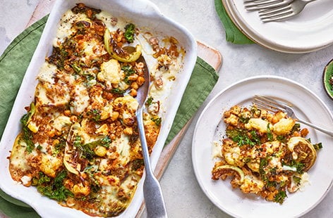 Image of "Cauliflower, kale and chickpea cheese"
