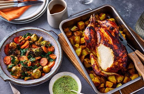 Image of "Tikka chicken roast dinner"