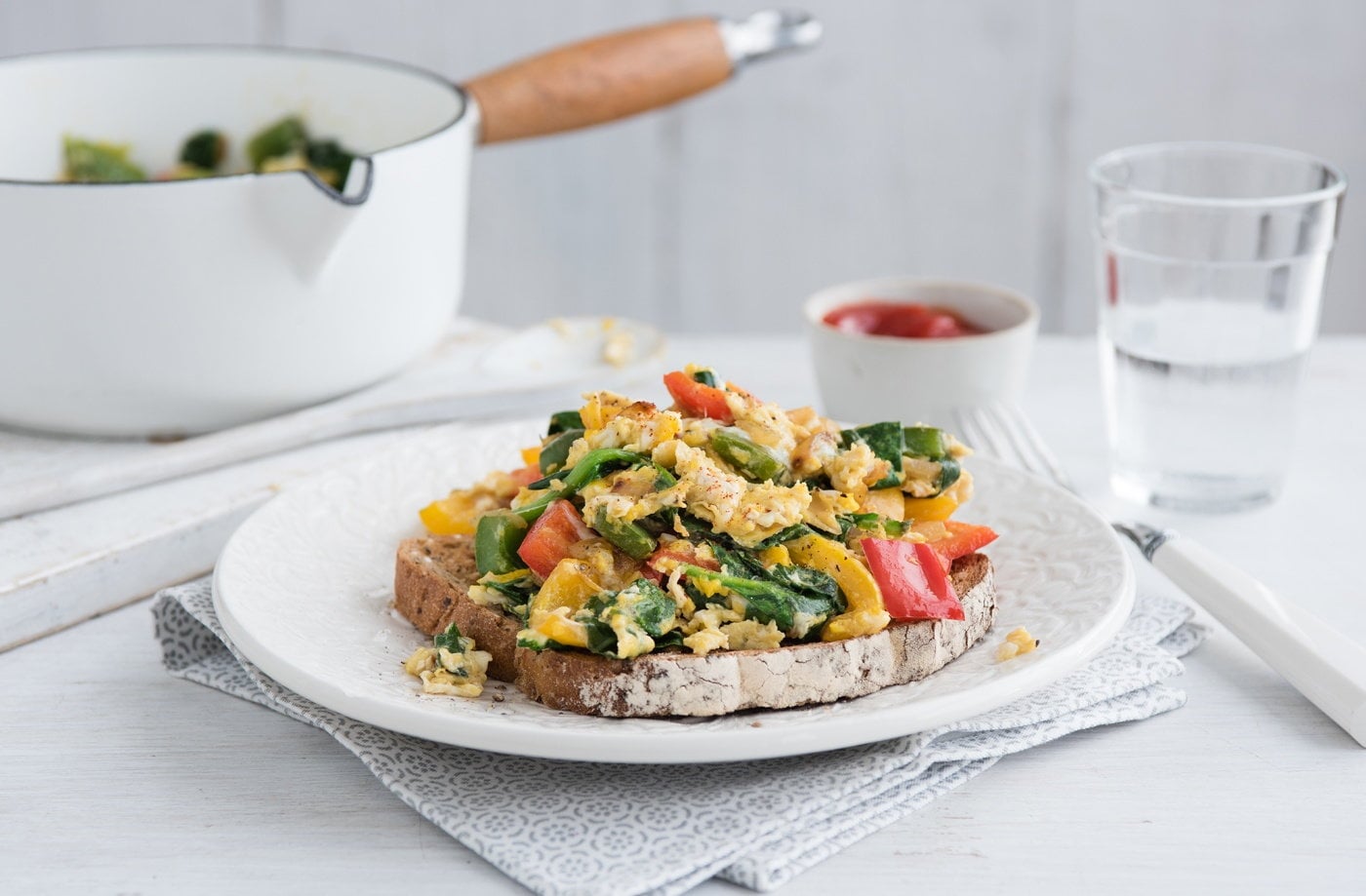 Tricolour scrambled eggs