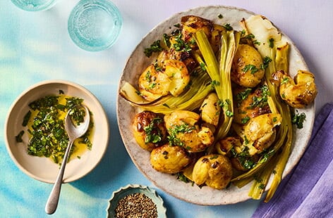 Image of "Herby crushed potatoes with leeks"