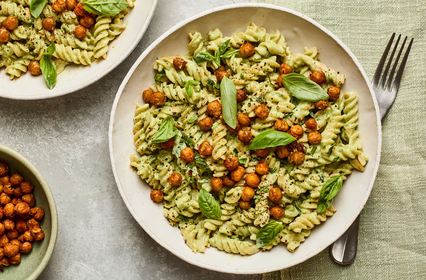 Green goddess silken tofu pasta