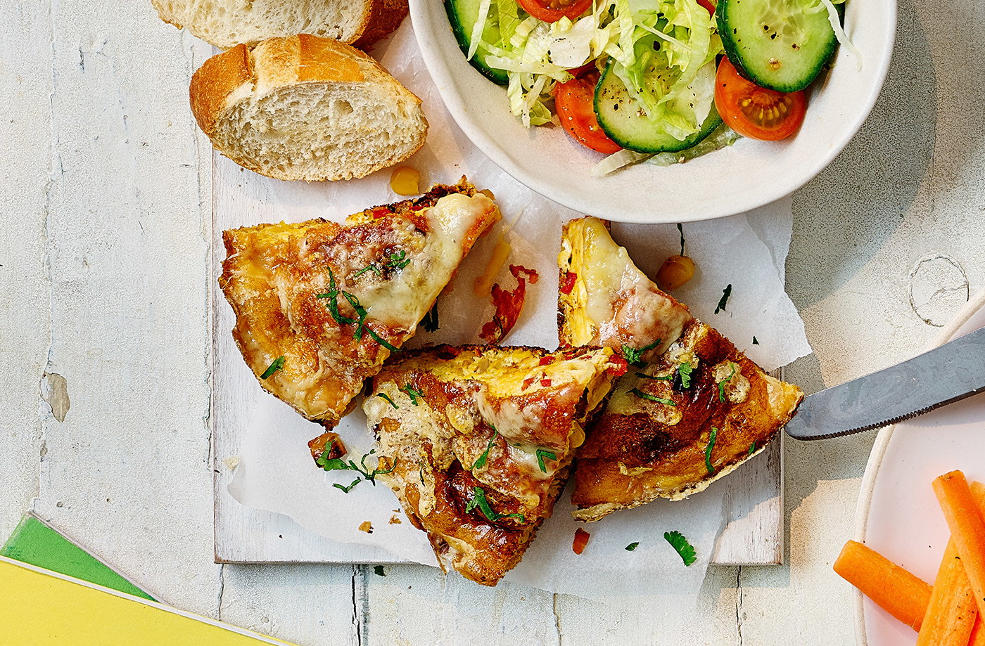 Sweetcorn, pepper and chorizo frittata