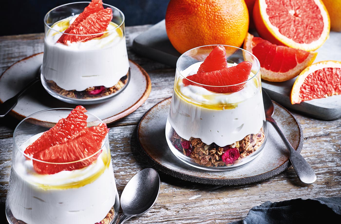 Pink grapefruit breakfast pots