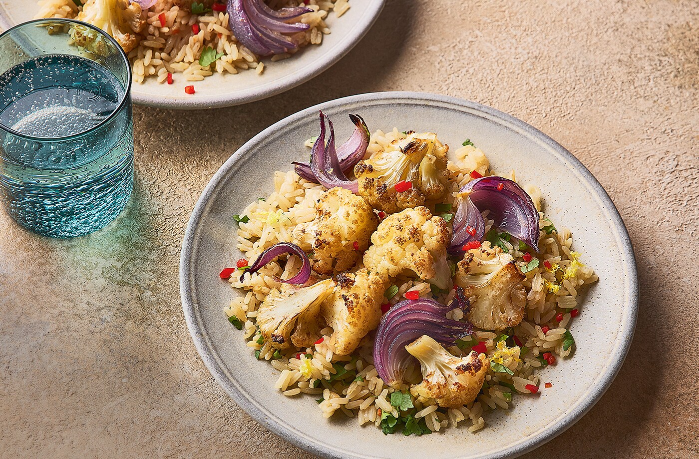Spiced roasted cauliflower pilaf