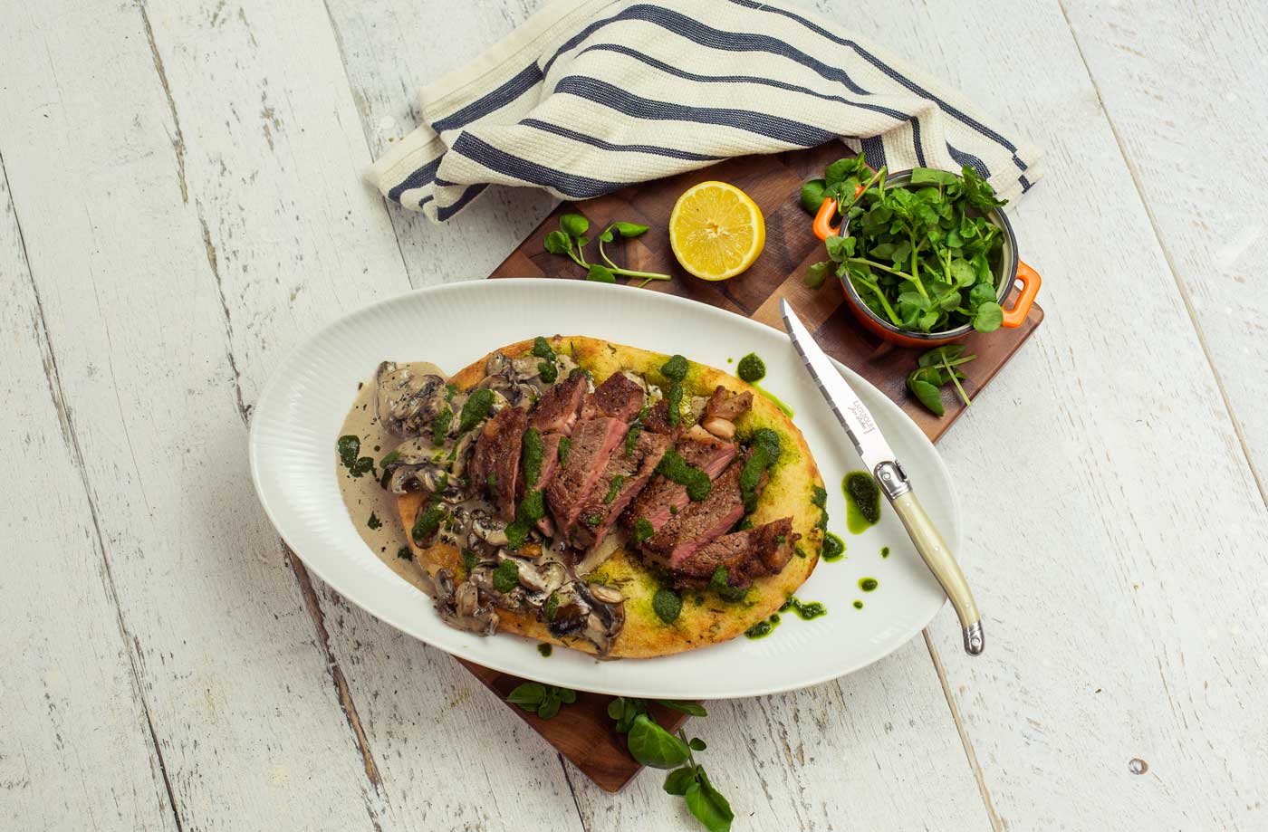 Seared steak flatbread sharer