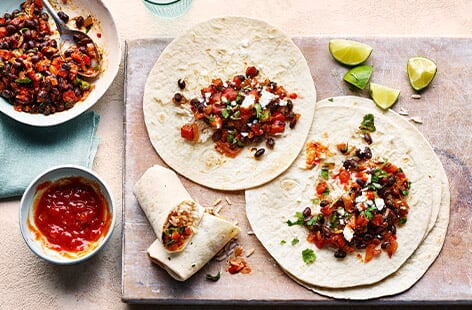 Image of "Butternut and black bean burritos"