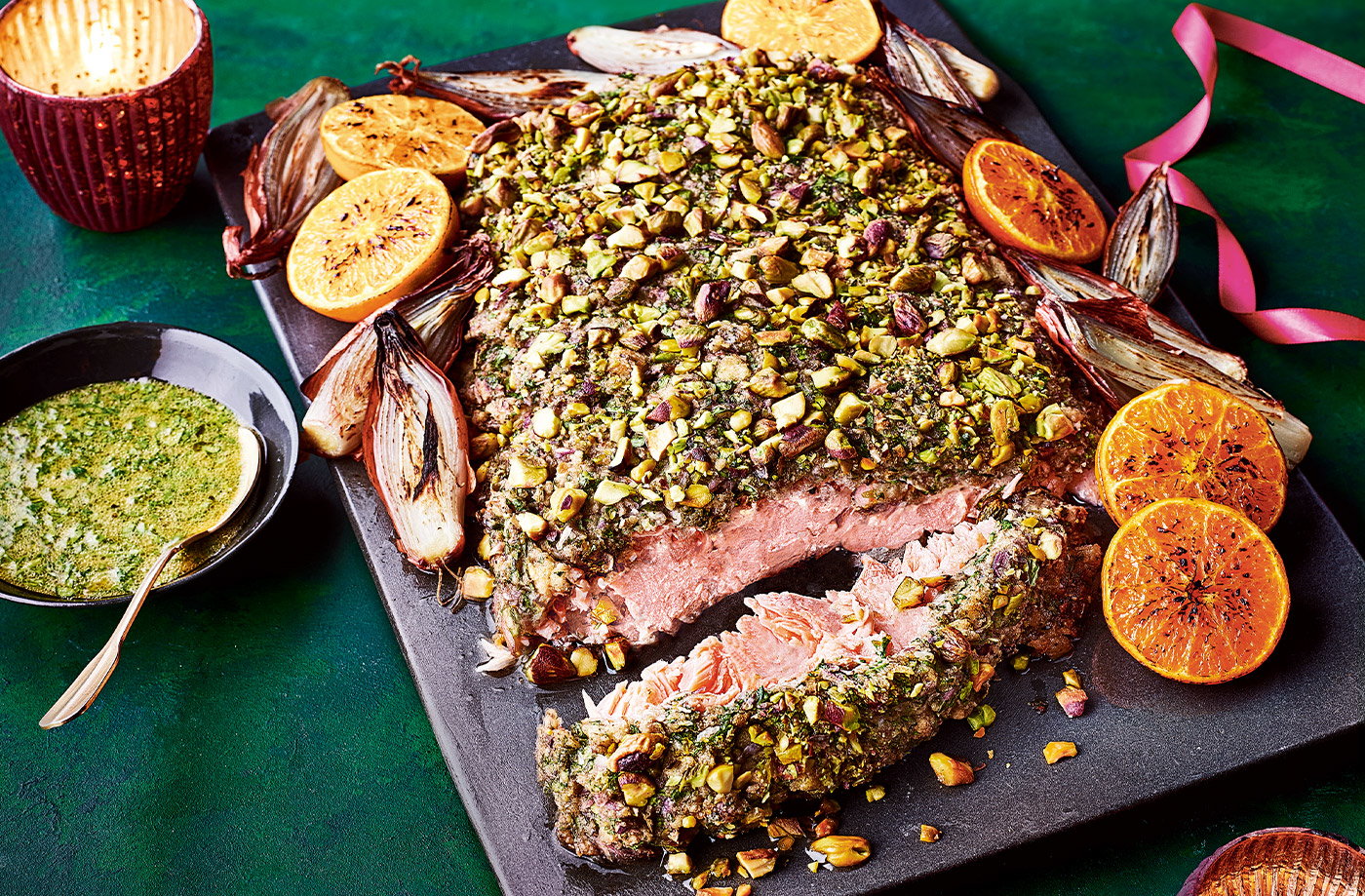 Citrus and stuffing salmon