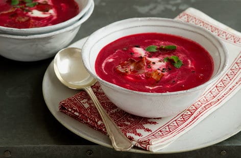 Image of "Beetroot soup with sour cream"