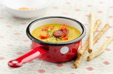 Image of "Lentil soup with tomatoes and chorizo "