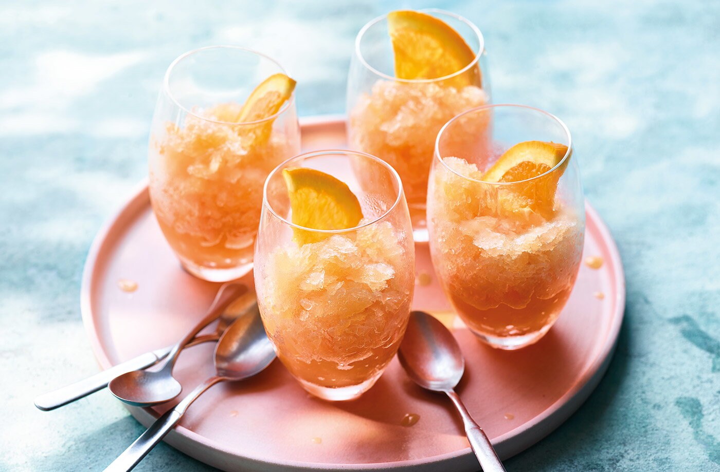 Aperol, orange and prosecco granita