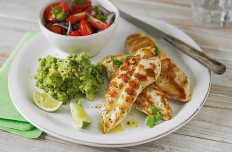 Image of "Barbecued chicken with guacamole"