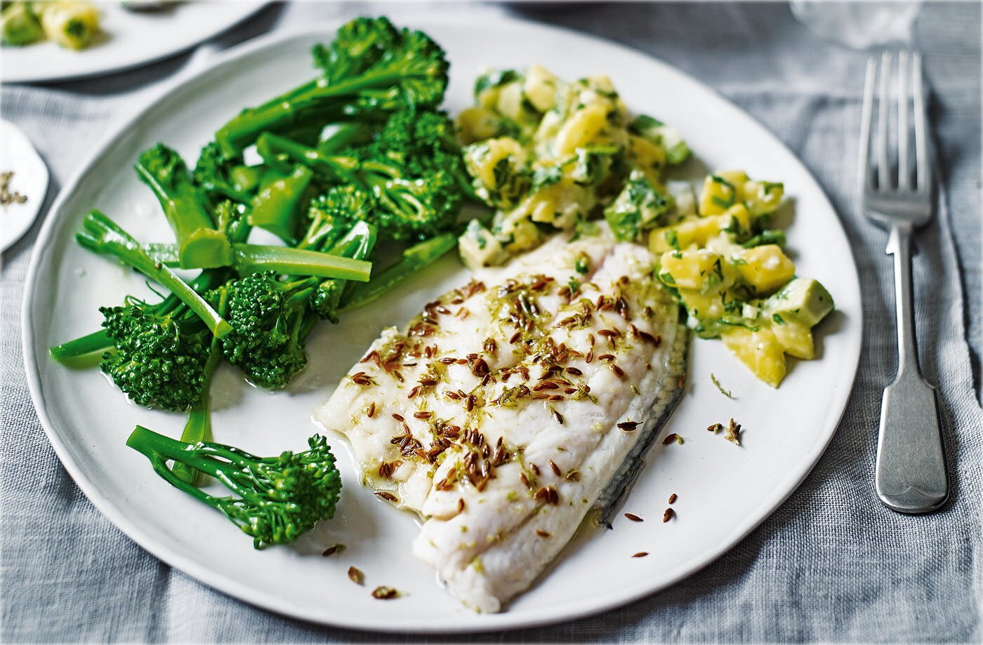 Lime and cumin sea bass with mango salsa