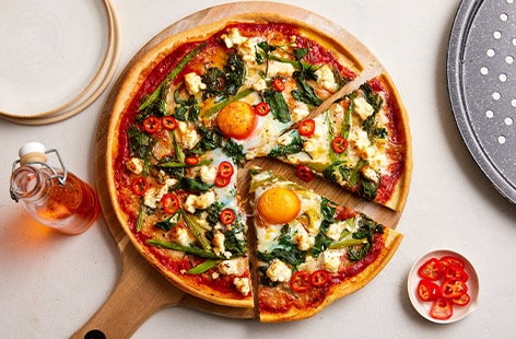 Image of "Spring Florentine pizza"