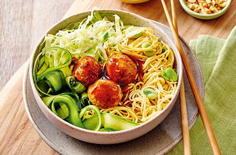 Image of "Teriyaki meatball noodles"