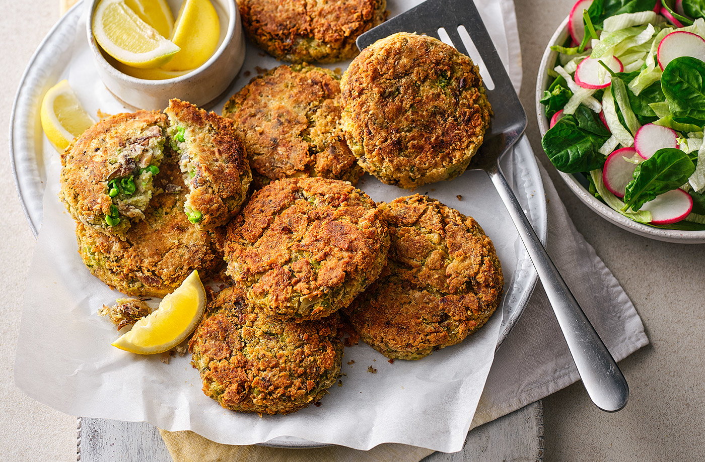 Sardine, spring onion and butter bean fishcakes